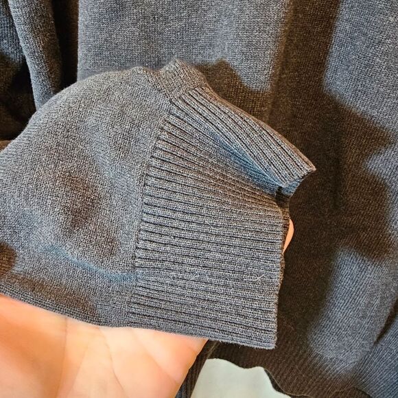 Lands End Mens XL 46-48 Sweater V Neck Long Sleeve Supima Cotton Grey - Picture 5 of 8